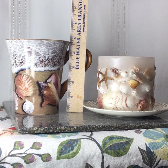 VTG ☕️ Coastal Beach Decor Coffee Mug and Handcrafted Seashell Candle - Picture 2 of 7